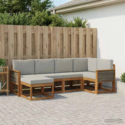 Set di divani da esterno 6 pz Naturale e Grigio Chiaro 3385347