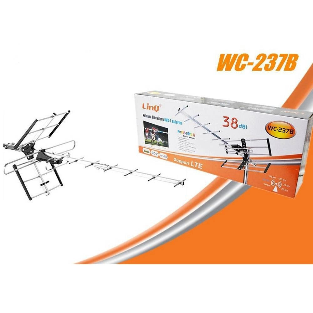 Trade Shop - Antenna Tv Uhf Dvb-t Dvb-t2 Digitale Esterno Amplificata Hdtv Lte 38dbi Wc-237b -