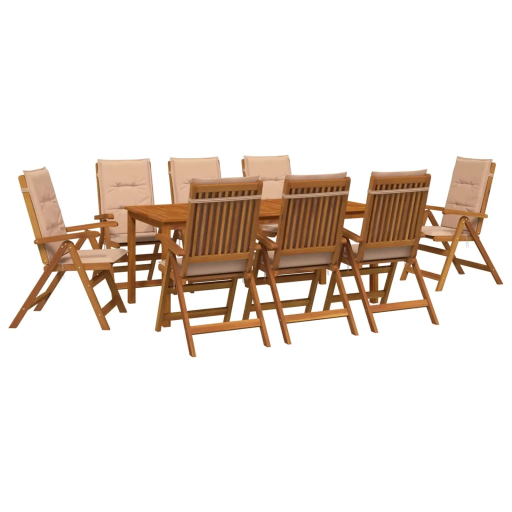 Set da pranzo da giardino da 9 pezzi 9 pz Naturale 3434628