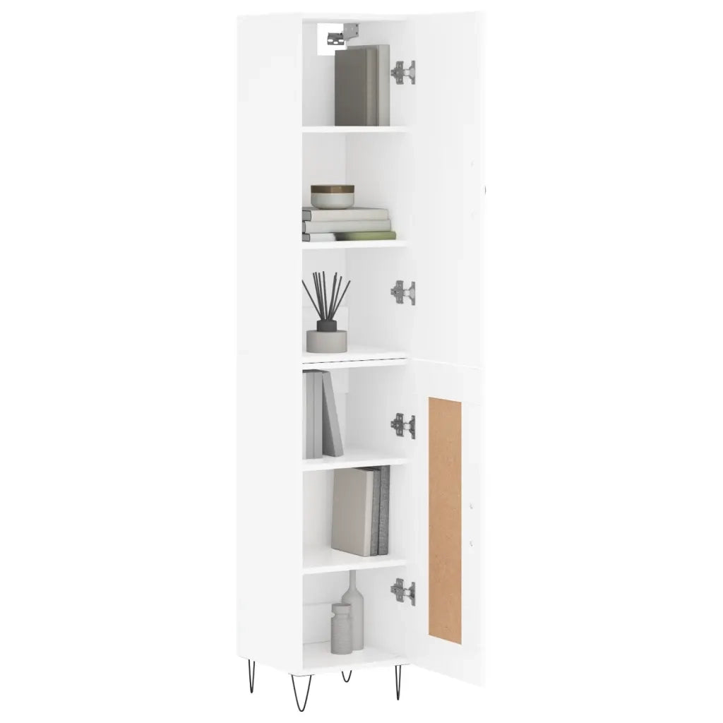 Credenza-Buffet-Armadio da cucina Bianca 34,5x34x180 cm in Legno Multistrato 877064