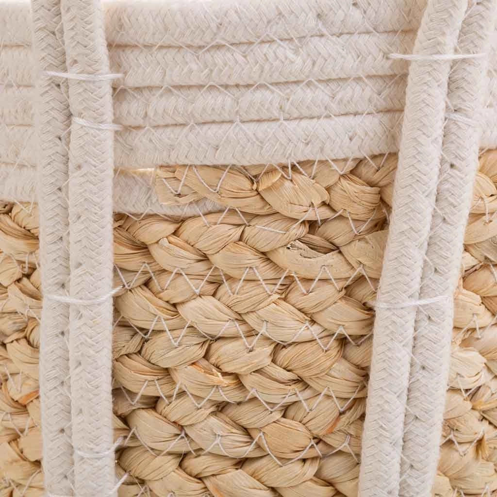 Cesto in corda intrecciata bianca 36x26x16h
