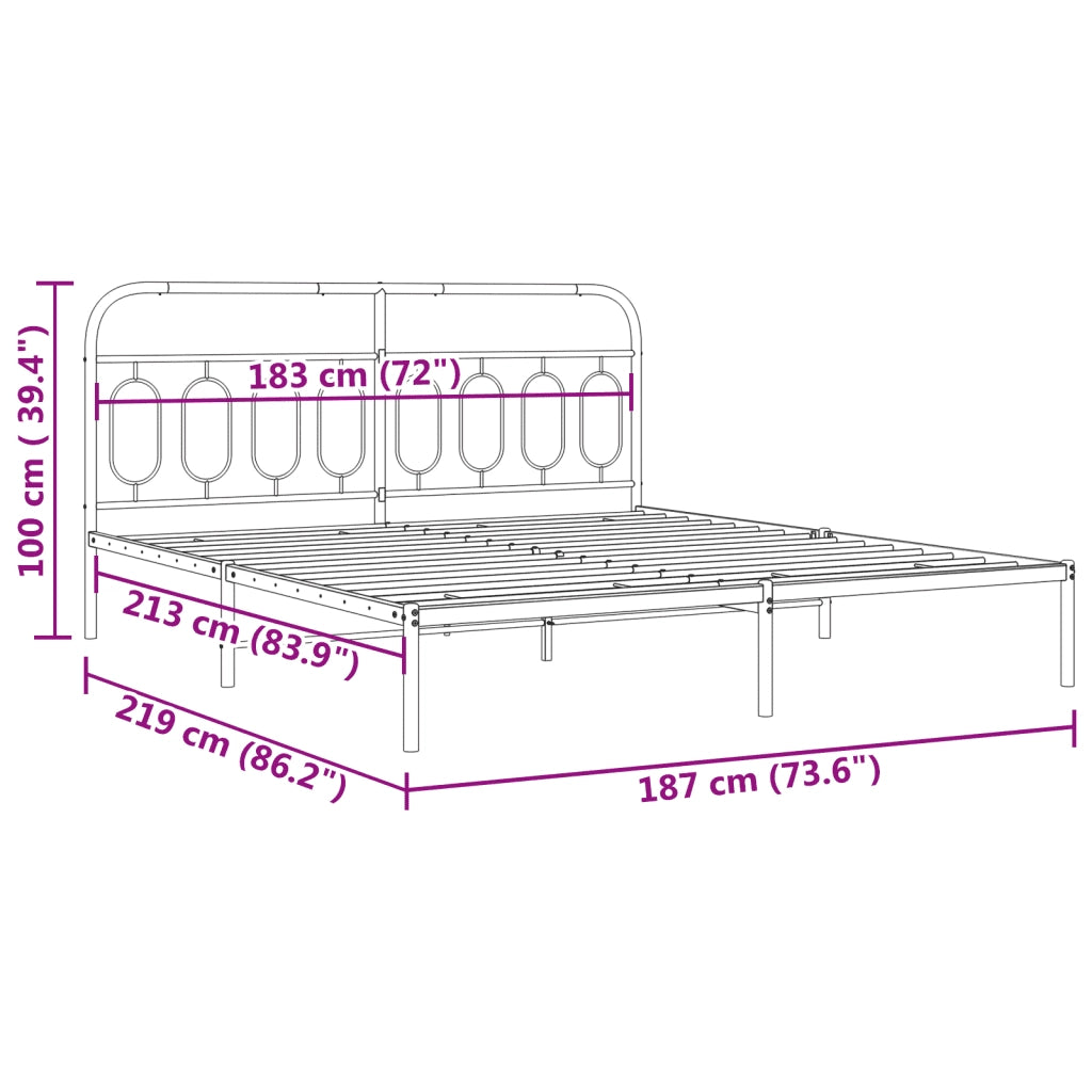 vidaXL Giroletto con Testiera Metallo Bianco 183x213 cm