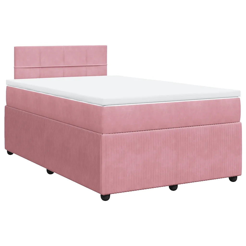 Giroletto a Molle con Materasso Rosa 120x200 cm in Velluto
