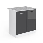 Vicco Base per lavello Antracite lucido 80 cm con ante, con piano di lavoro