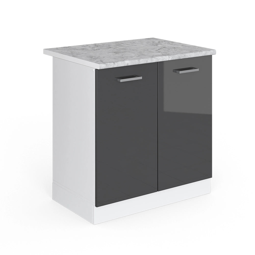 Vicco Base per lavello Antracite lucido 80 cm con ante, con piano di lavoro