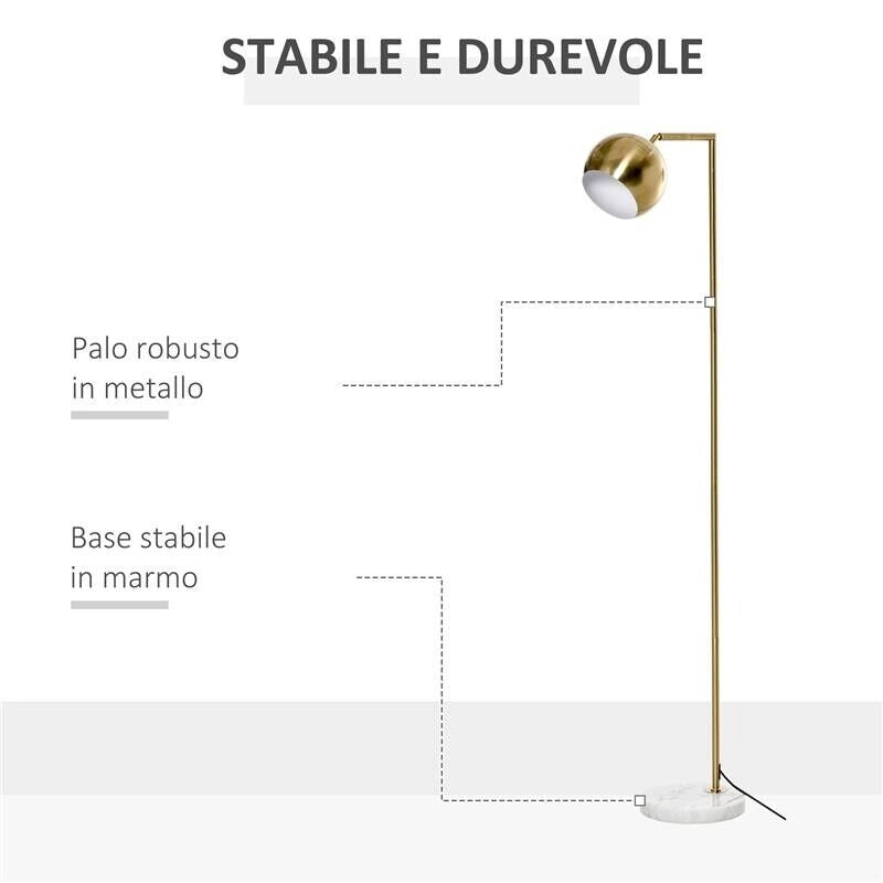 LAMPADA DA TERRA MODERNA A PIANTANA E PARALUME REGOLABILE VINTAGE ORO