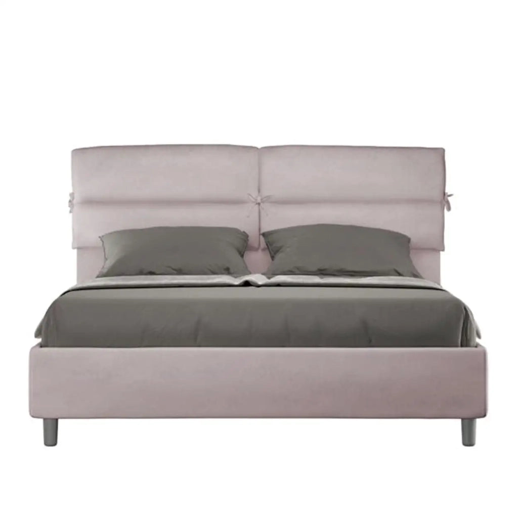 Letto matrimoniale contenitore imbottito 160x200 microfibra glicine Nandy