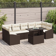 Set di divani da giardino composto da 8 pezzi con cuscini in polyrattan marrone