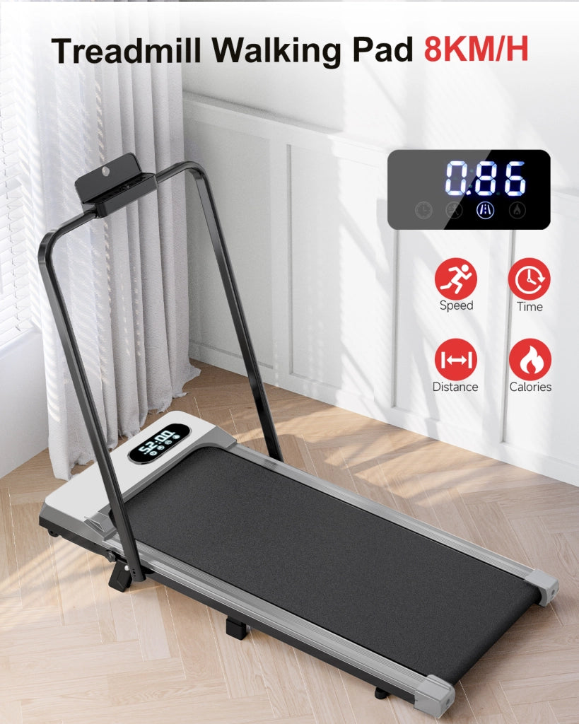Tapis roulant domestico, Tapis roulant elettrico pieghevole  3 in 1, 2,5 HP, compatto portatile sottobanco, 8 km/h, display LED, 120 kg