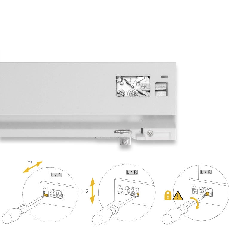 Cassetto esterno Protone 30kg, guide di estrazione totale con una chiusura soft, altezza 93mm, profondità 300mm, Acciaio