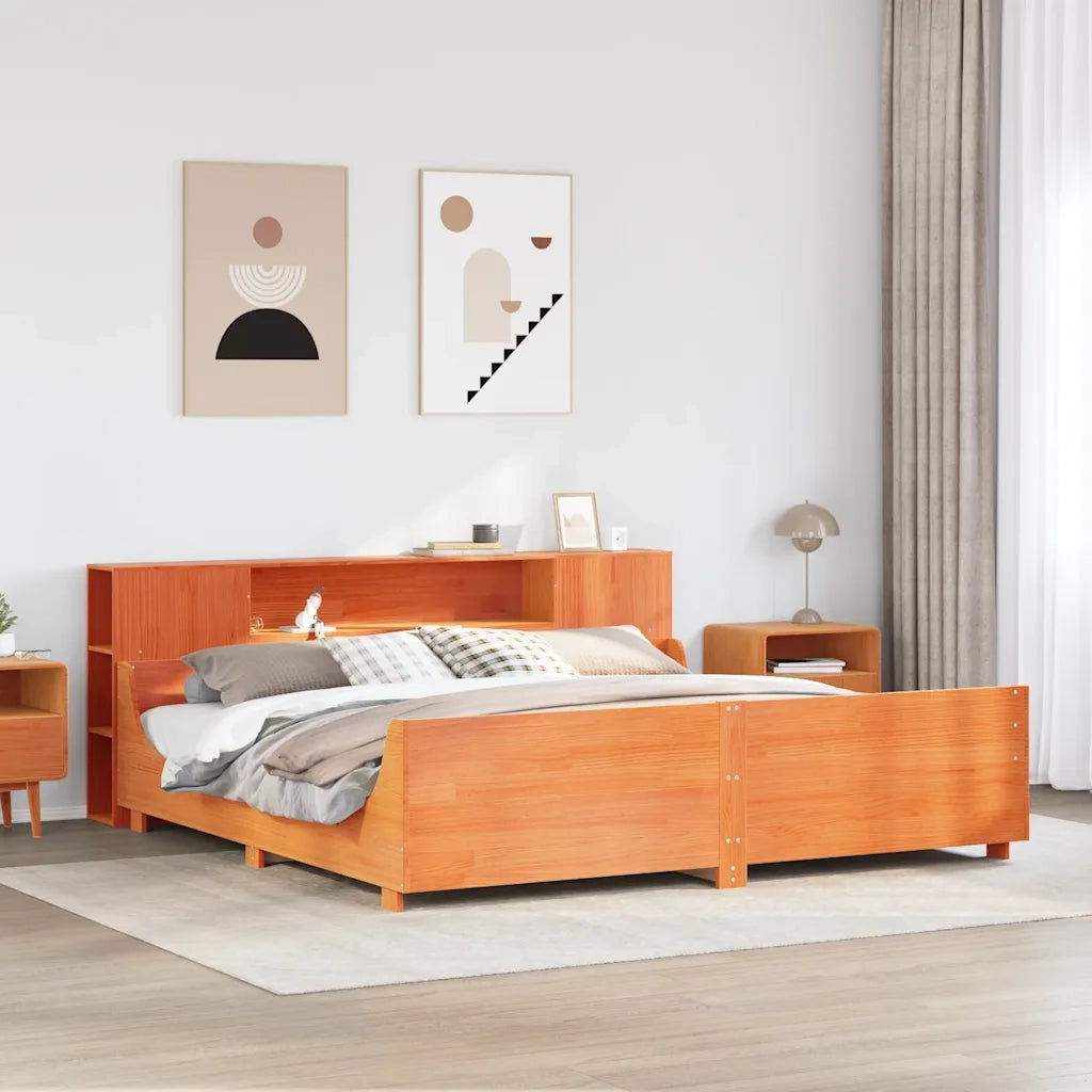 Giroletto senza Materasso Marrone Cera 200x200 cm Legno di Pino 3323757