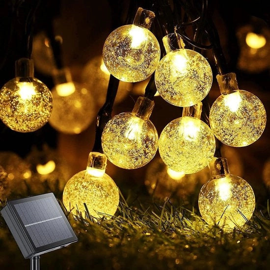 Cavo di illuminazione solare per esterni - 30 led caldo bianco - Impermeabile - 8 modalità - Decorativo per giardino, prato, terrazza, festa estiva - Decorazione festiva