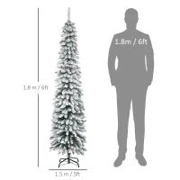 Albero di Natale Innevato a 2 Sezioni con 395 Rami in Metallo e Plastica, 46x46x180cm, Verde