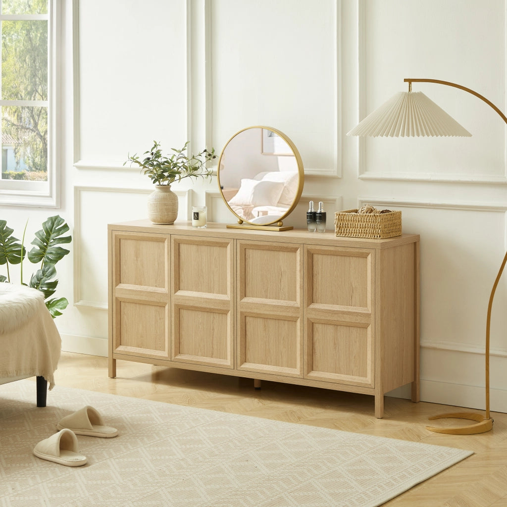 Credenza con 2 vani e apertura Tip-On; per soggiorno; in MDF; 160x40x80 cm; rovere