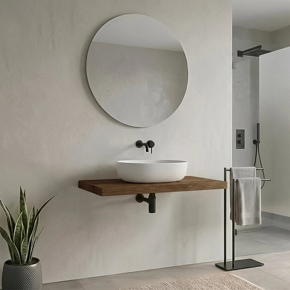 Mensolone bagno 100 cm in legno effetto rovere scuro Levia