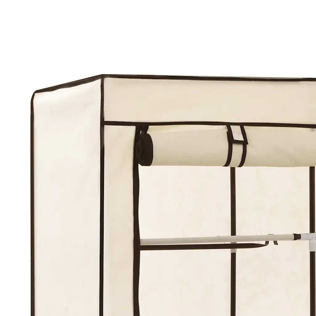 Armadio con Scomparti e Aste Crema 150x45x175 cm in Tessuto 282455