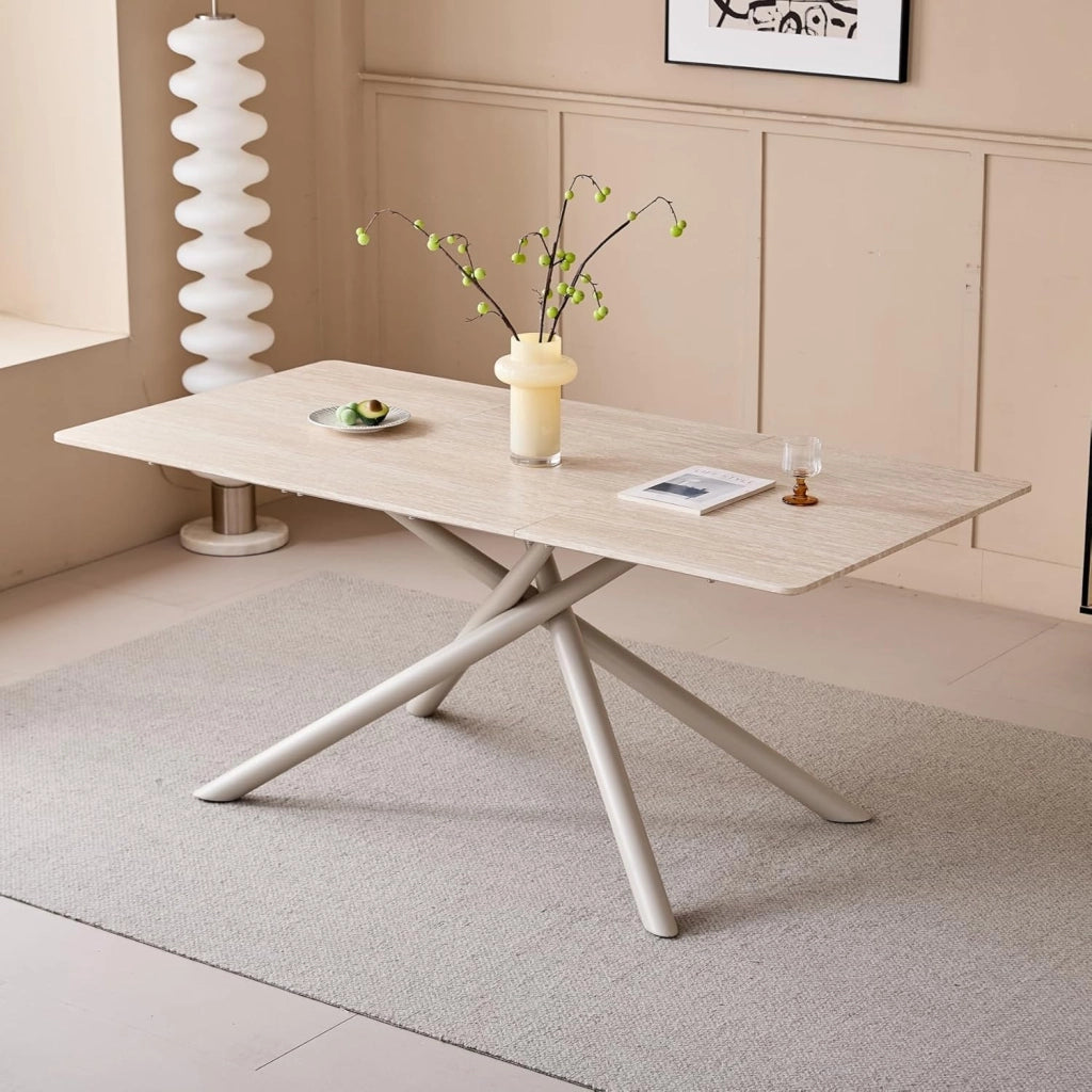 GrandCA HOME Tavolo da Pranzo Rettangolare, Tavolo da Cucina Moderno da 180 cm, Ampia Scrivania in MDF con Gambe in Metallo, per Sala da Pranzo, Soggiorno, Ufficio (Marmo Nero)