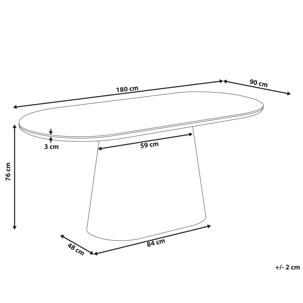 Tavolo da pranzo ovale 180 x 90 cm Gamba in legno MDF impiallacciato frassino Finitura stile moderno