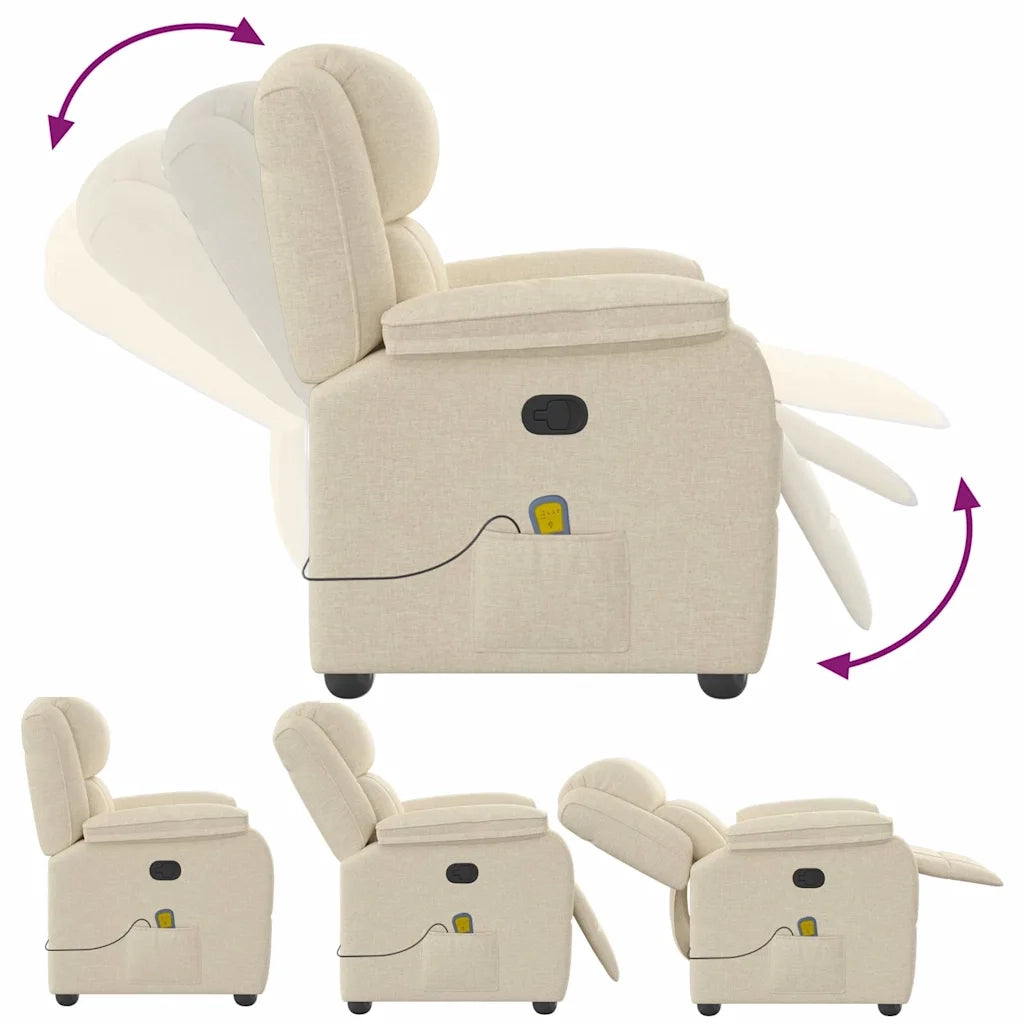 Poltrona Massaggiante Reclinabile Crema in Tessuto 4015718