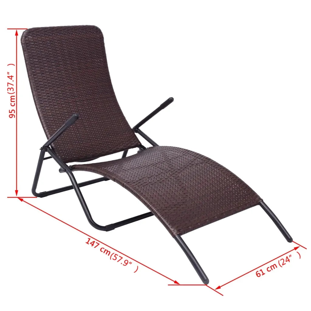 Sedia a Sdraio Pieghevole in Polyrattan Marrone cod mxl 6881