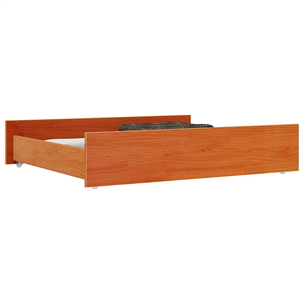 Cassetti per Letto 2pz Marrone Cera in Legno Massello di Pino 847168