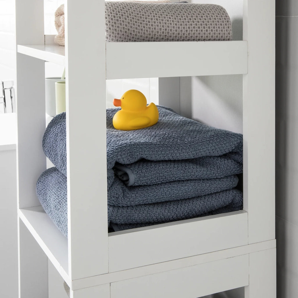 Mobiletto da Bagno salvaspazio Scaffale Scala con 5 Ripiani Lunghezza 30x30x139 cm, Bianco BZR14-W