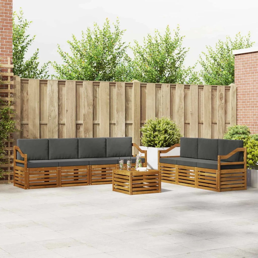 Set divani 8 pcs Naturale e Antracite Legno di Acacia Massello 3374507