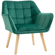 Poltrona in Velluto e Legno ¨C Zephmum ¨C Verde 67x61.5x71