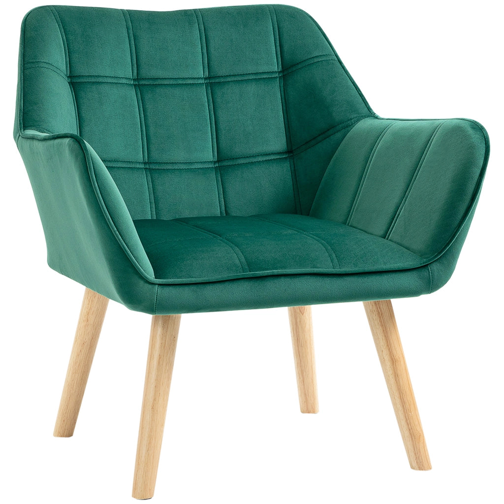 Poltrona in Velluto e Legno ¨C Zephmum ¨C Verde 67x61.5x71