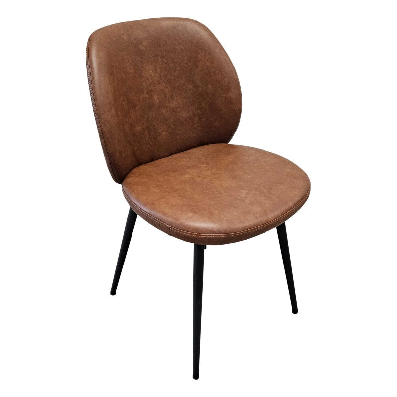 Sedia Glaede Ecopelle Marrone Struttura Metallo Cm 48x56h48,5/84,5
