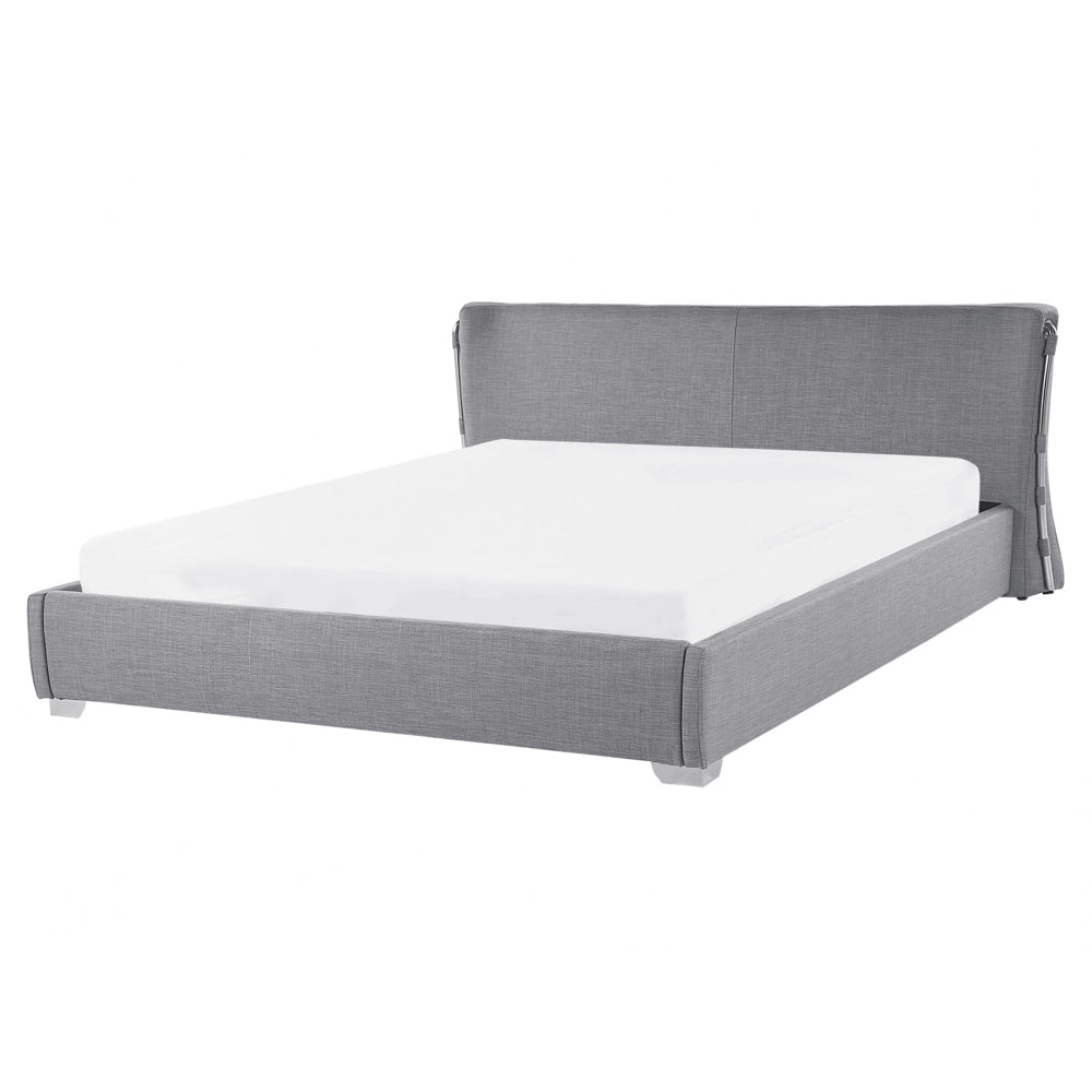 Letto 160 x 200 cm Tessuto a doghe in tessuto grigio contemporaneo