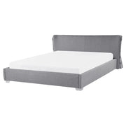 Letto 160 x 200 cm Tessuto a doghe in tessuto grigio contemporaneo