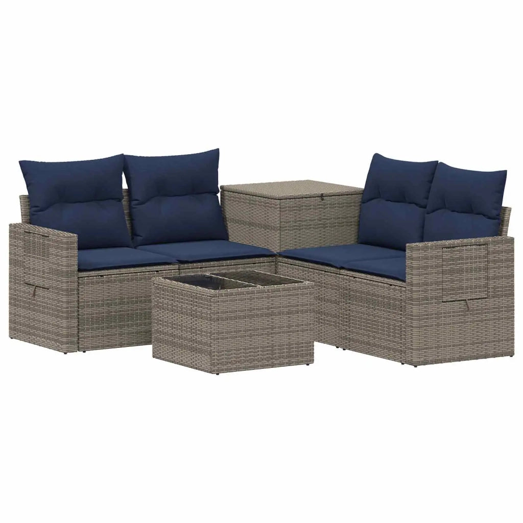 Set di divani 6 pz Grigio e Blu Navy Rattan sintetico e Acciaio 3447459