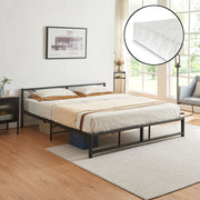 Letto in Metallo con Materasso a Schiuma Fredda 180 x 200 cm Letto Matrimoniale/King Size con Testiera Decorativa Letto in Stile Classico/Moderno - Nero