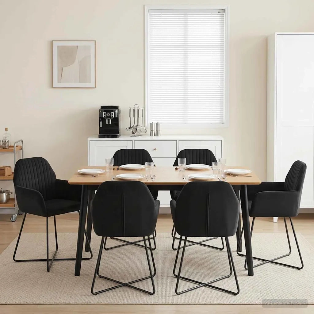 Sedie da pranzo 6 pcs Velluto (V) Nero 55 x 50 x 84 cm 3428388