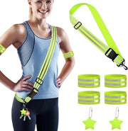 Rigida Reflectorriem Adattabile con 7 Pezzi di Copertura Reflettente - Cinture e Hangers Reflectanti per Uomini e Donne durante Camminate, Corsa e Ciclismo.