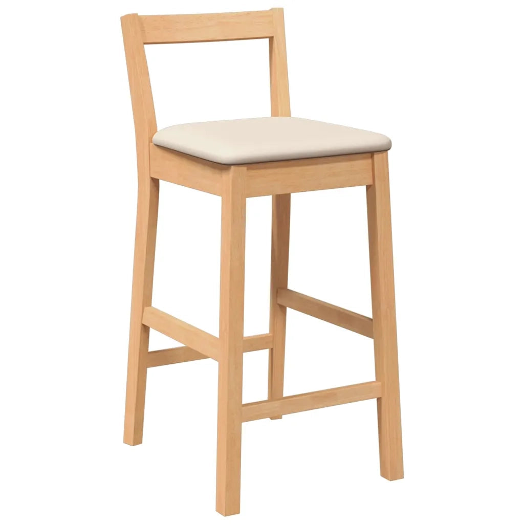Sgabelli da Bar con Cuscini 2pz Naturale Legno Massello Hevea
