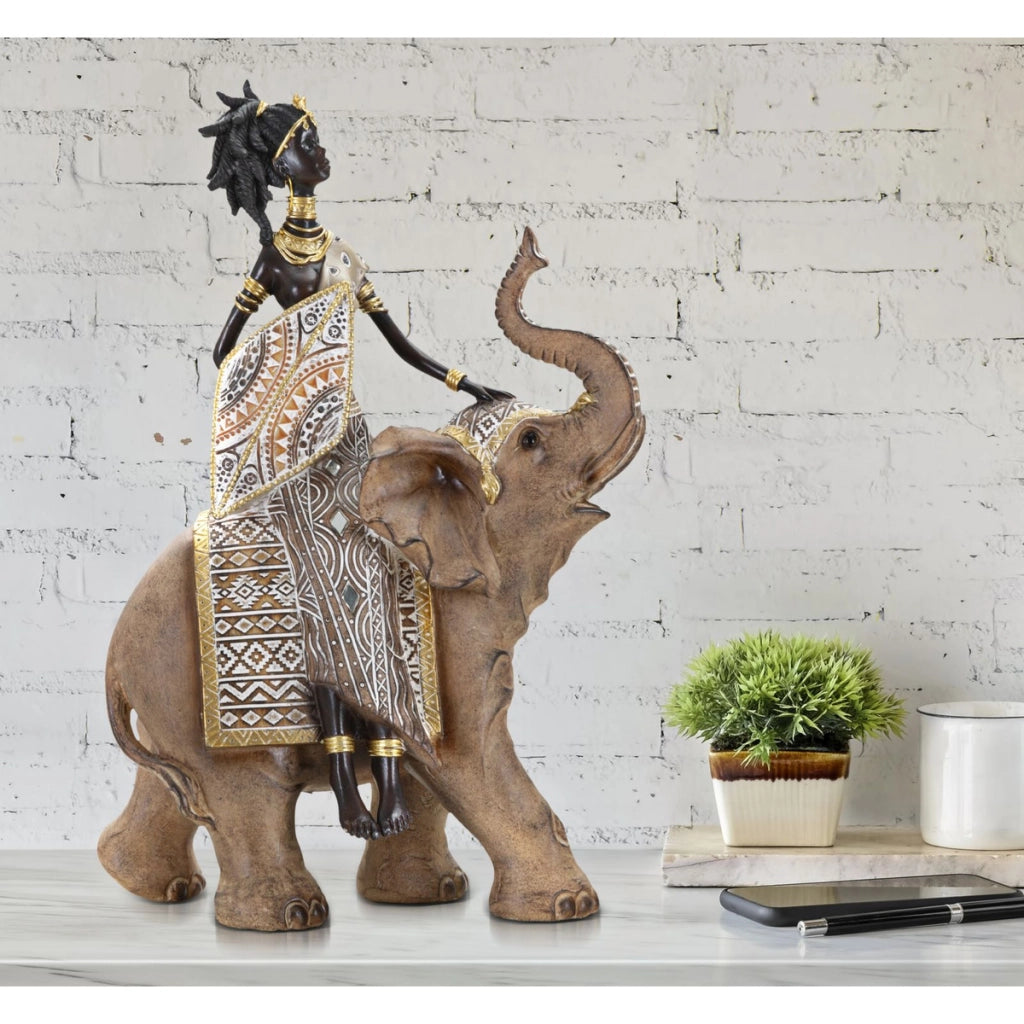 Scultura Africa 11, Multicolore, Poliresina, 22,5x12x32,5 cm