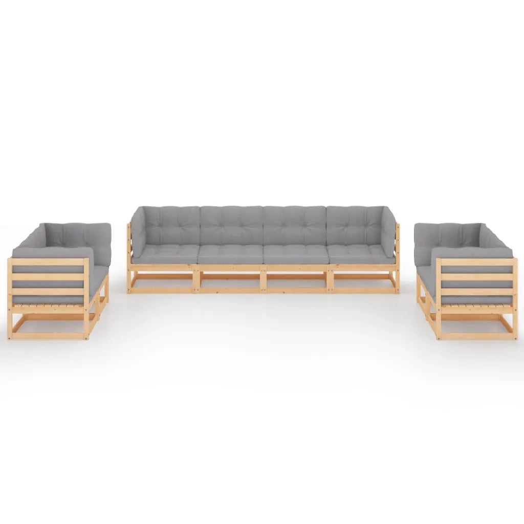 Set Divani da Giardino 8 pz con Cuscini Legno Massello di Pino 3076509