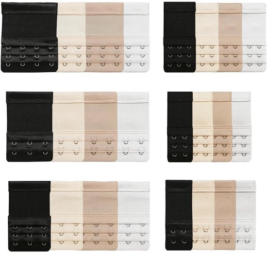 Set di allungamento del reggiseno 24 pezzi - Nastro di allungamento elastico - Morbido/Comodo - Adatto alle donne - 6 misure - Spazio aggiuntivo - Estensore del reggiseno