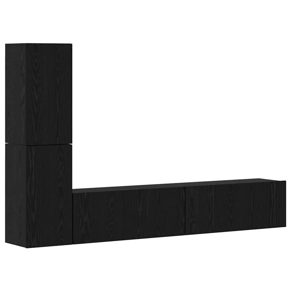 Mobile TV moderno da parete 80 x 30 x 30,5 cm con spazio di archiviazione ottimale e design elegante in legno di rovere nero 02_0056027