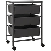 Tavolino rotondo a rotelle in metallo ¨C zephmum ¨C nero, 3 livelli