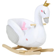 Cavallo a Dondolo Cigno con Ninna Nanna ¨C zephmum ¨C Bianco Legno 65x40x68 cm