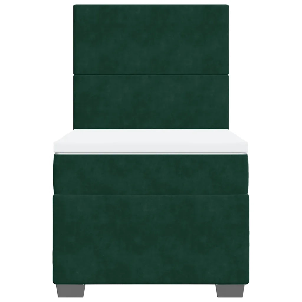 Giroletto a Molle con Materasso Verde Scuro 90x190 cm Velluto