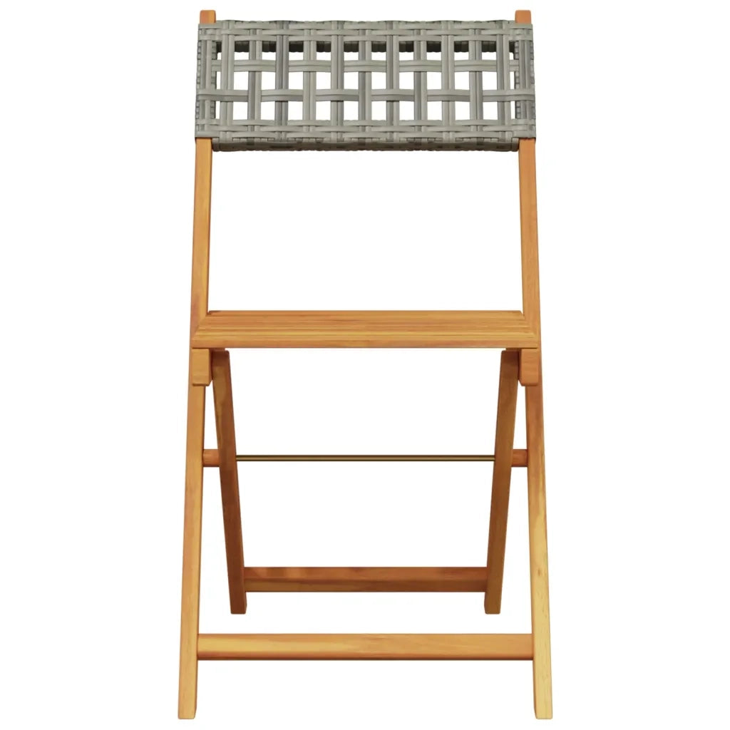 Set Pranzo da Giardino 5pz Grigio Polyrattan e Legno Massello
