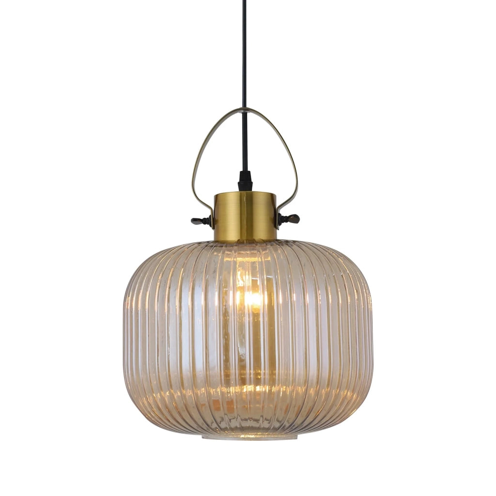 LÚZETE - LAMPADA DA SOFFITTO IN CRISTALLO TAGLIATO AMBRA HAKANA