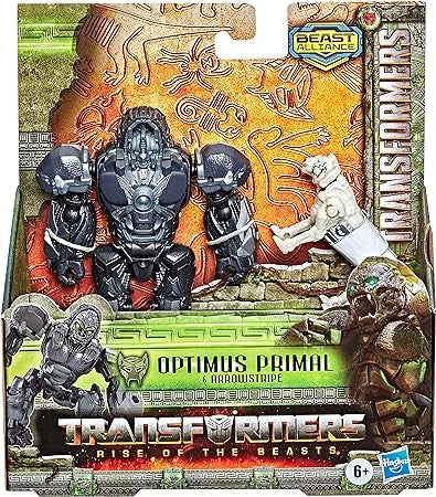 Transformers Film Risveglio, Beast Alliance, Beast Weaponizers, confezione da 2 con giocattolo di Optimus Primal, dai 6
