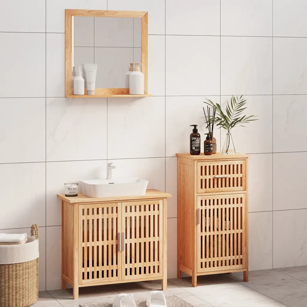 Set Mobili da Bagno 3pz in Legno Massello di Noce 3185784