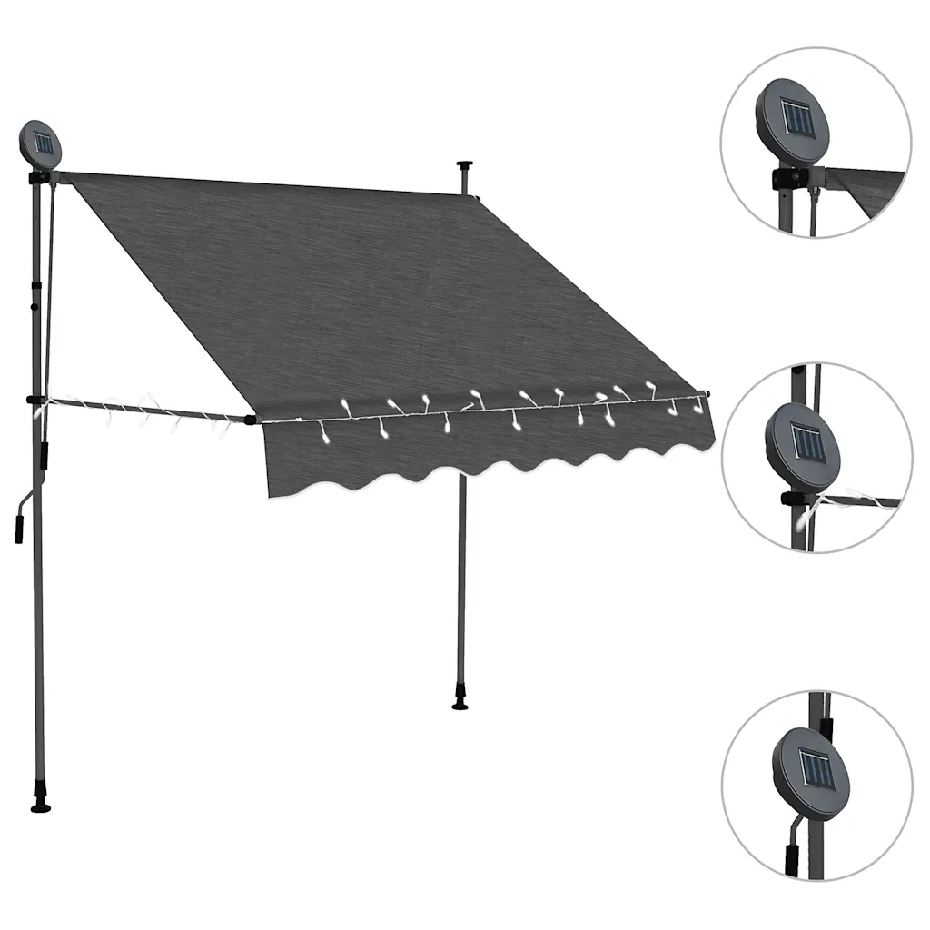 Tenda da Sole Retrattile Manuale con LED 100 cm Antracite cod mxl 6078