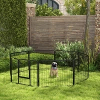 Recinto per Cani a 8 Pezzi Modulabili per Interno ed Esterno, in Acciaio , 80x60 cm, Nero